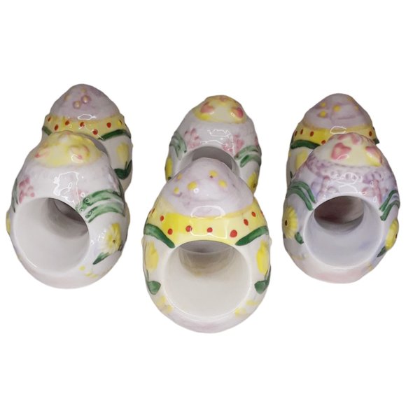 Easter Egg Ceramic Napkin Rings Set of Six - Picture 1 of 6